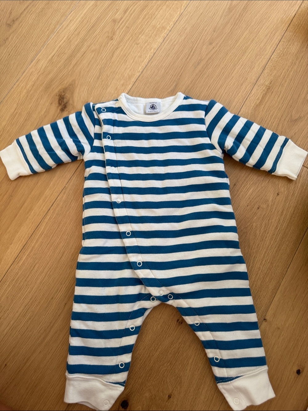 Petit Bateau Blue and White Striped One-Piece
